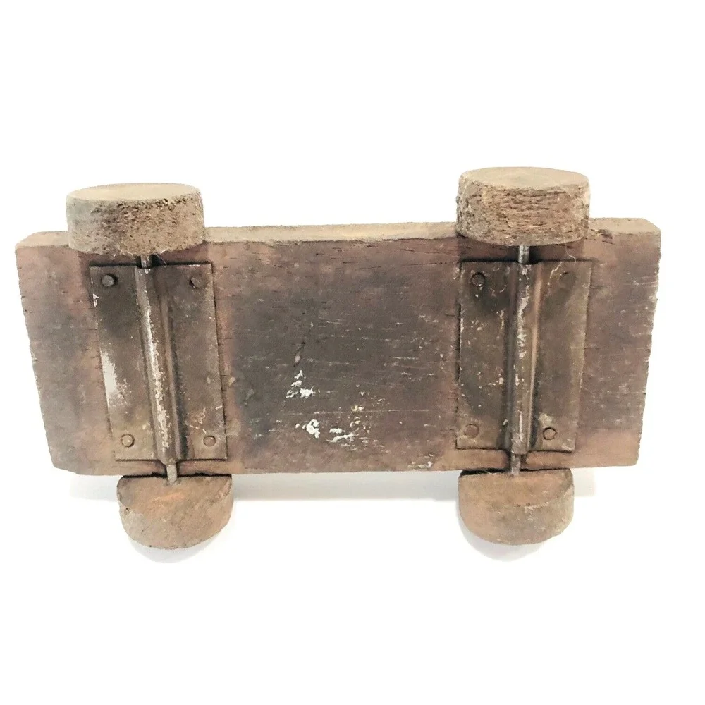 Vintage Tin Metal Wood Dog Puppy Pull Toy Terrier Hand Paint Primitive‎ Country
